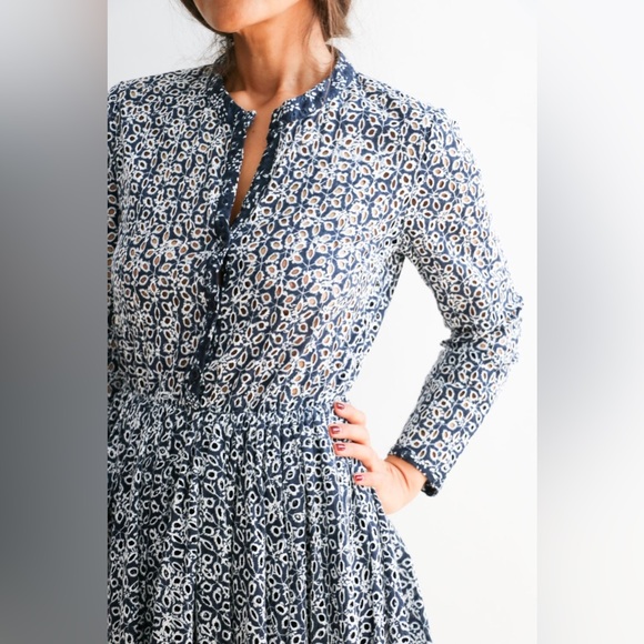 Maje Rayana Pleated Floral Lace Dress In Night - Picture 5 of 11